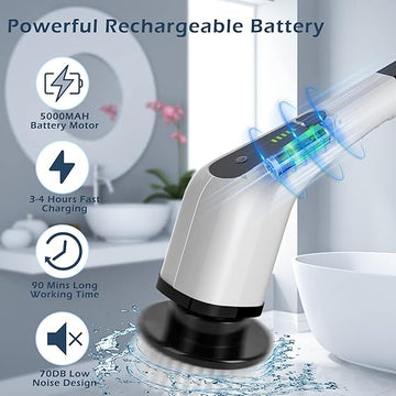 Electric Spin Scrubber with 8 Brush Heads, Adjustable Handle & Speeds