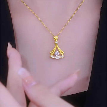 Gold plated fan necklace